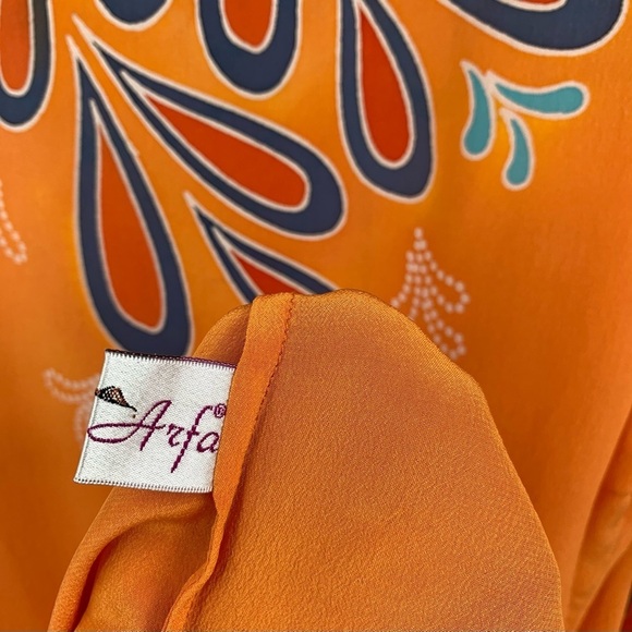 Noor Arfa Malasia Batik 100% Silk Bell Sleeve Tunic Top‎ Festival Boho - Picture 6 of 10